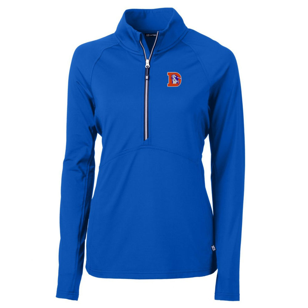 Denver Broncos Cutter & Buck Women's Throwback Logo Adapt Eco Knit Stretch Recycled Half-Zip Pullover Top - Royal cheap