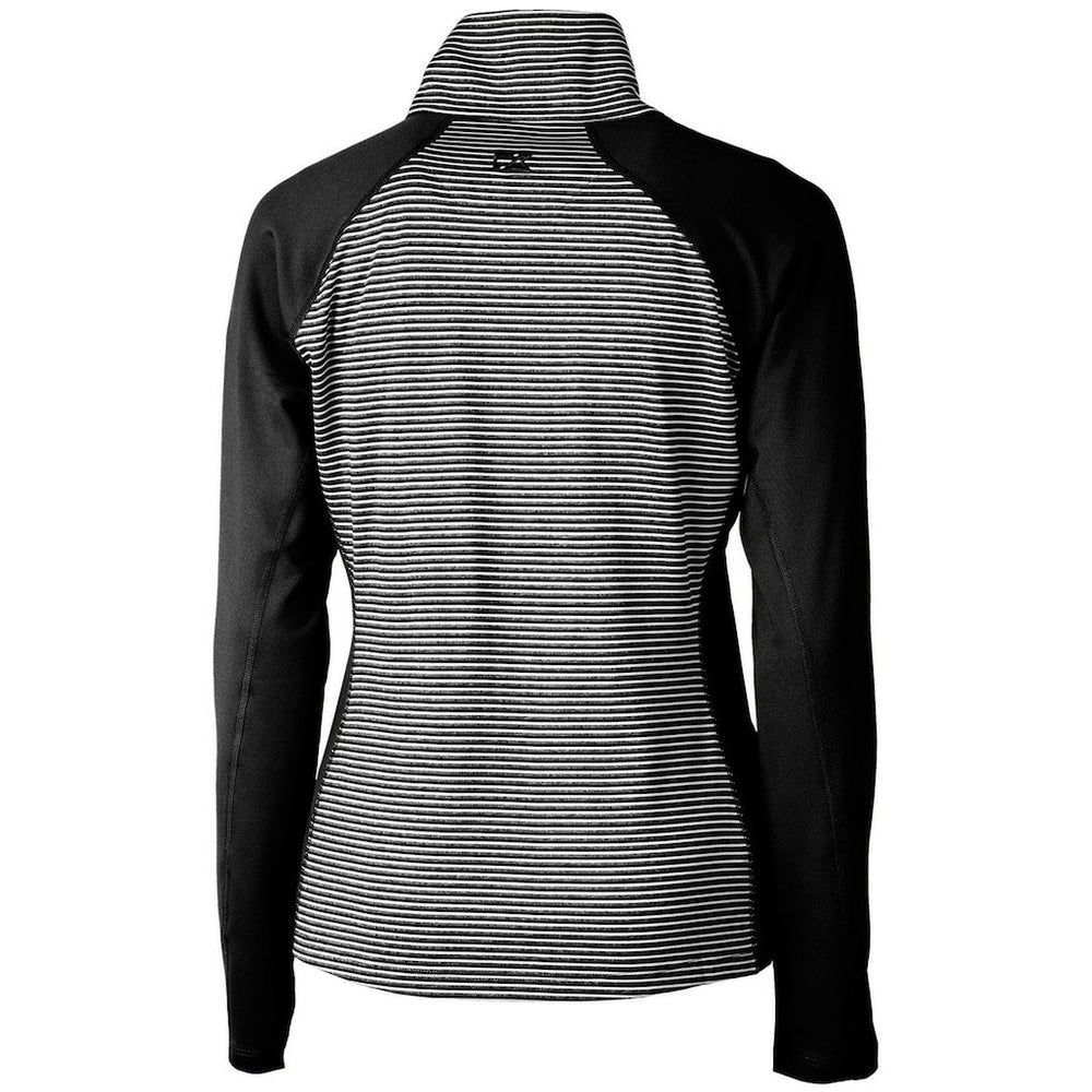 New Orleans Saints Cutter & Buck Women's Throwback Logo Forge Tonal Stripe Stretch Half-Zip Pullover Top - Black sale