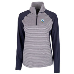 Los Angeles Chargers Cutter & Buck Women's Throwback Logo Forge Tonal Stripe Stretch Half-Zip Pullover Top - Navy cheap