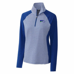 Seattle Seahawks Cutter & Buck Women's Throwback Logo Forge Tonal Stripe Stretch Half-Zip Pullover Top - Royal discount