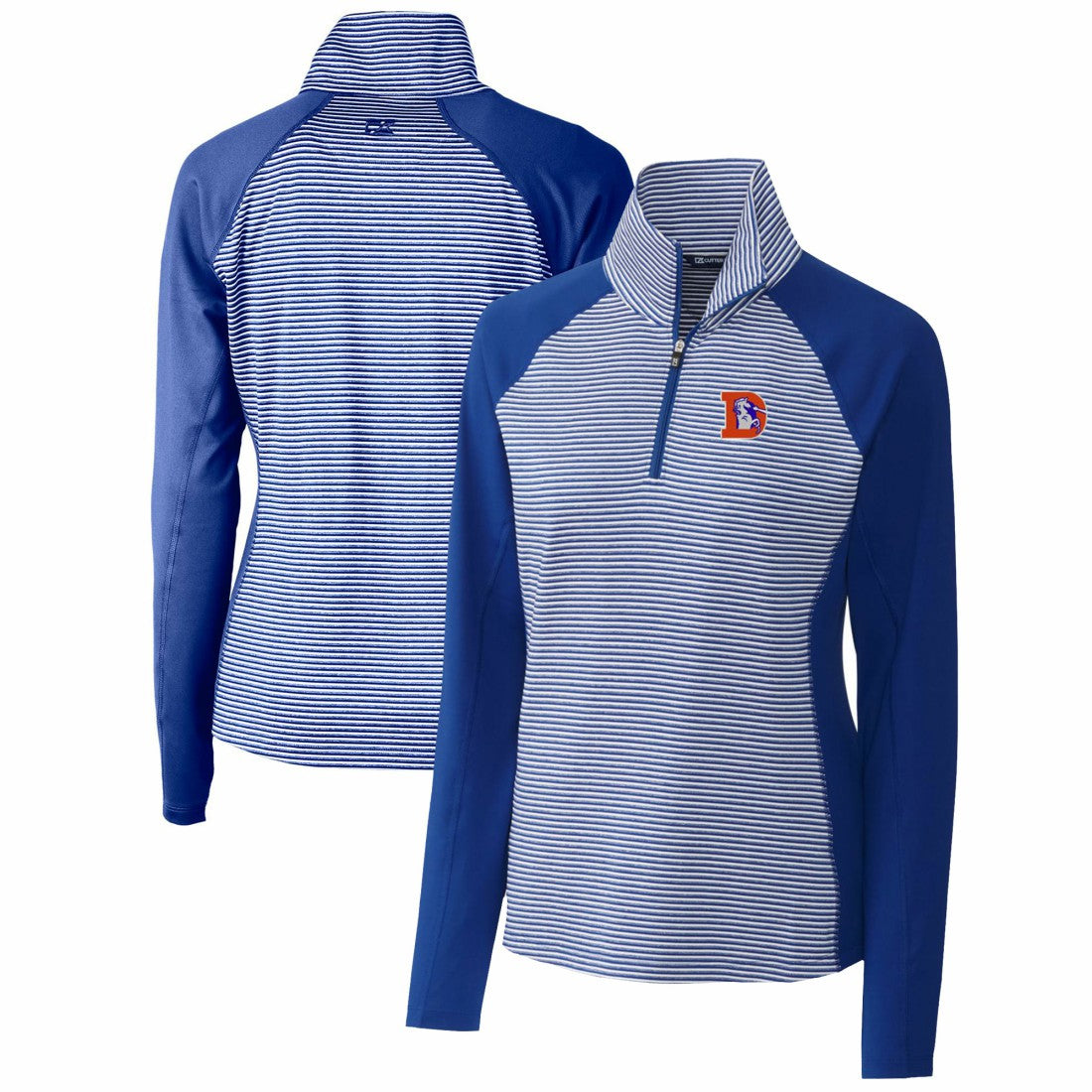 Denver Broncos Cutter & Buck Women's Throwback Logo Forge Tonal Stripe Stretch Half-Zip Pullover Top - Royal discount