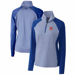 Denver Broncos Cutter & Buck Women's Throwback Logo Forge Tonal Stripe Stretch Half-Zip Pullover Top - Royal discount