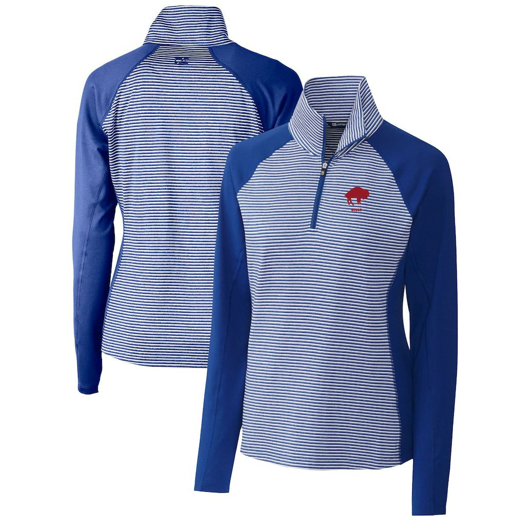 Buffalo Bills Cutter & Buck Women's Throwback Logo Forge Tonal Stripe Stretch Half-Zip Pullover Top - Royal on sale