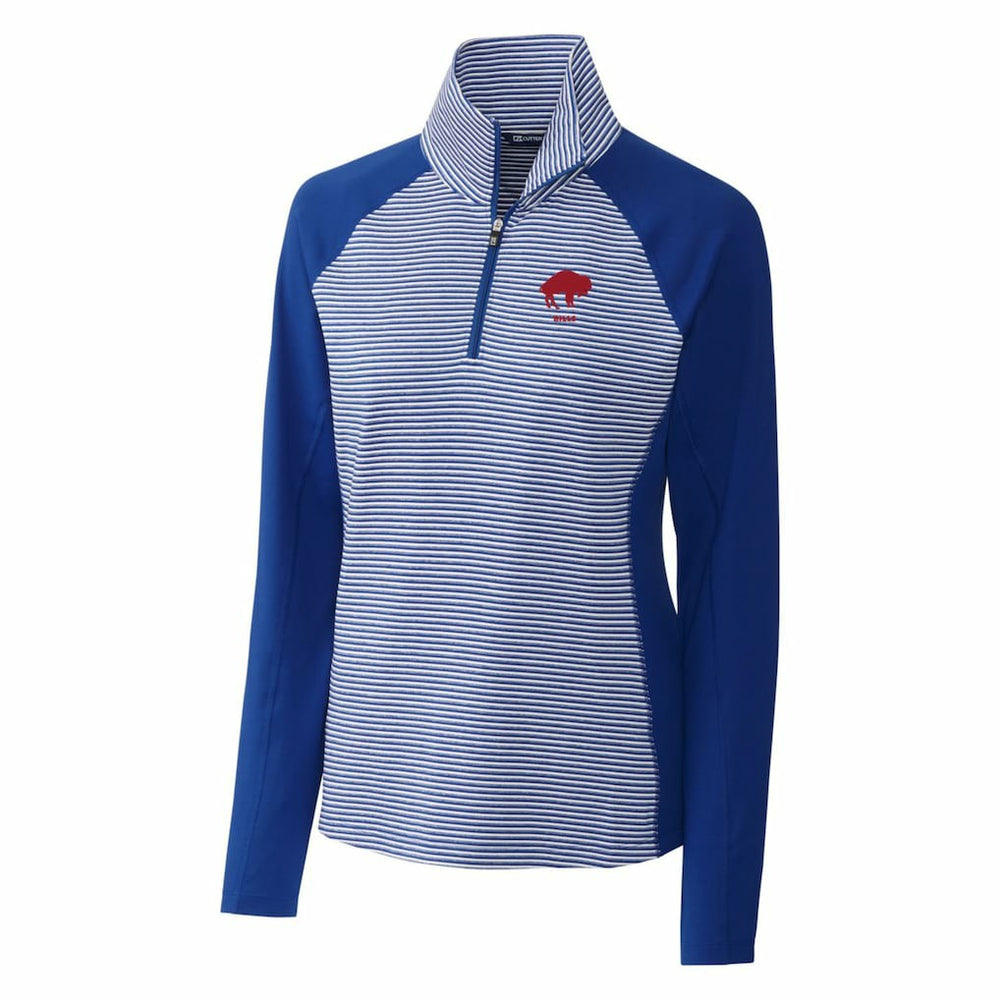 Buffalo Bills Cutter & Buck Women's Throwback Logo Forge Tonal Stripe Stretch Half-Zip Pullover Top - Royal on sale