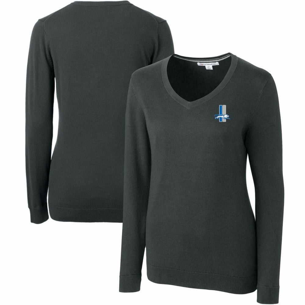 Detroit Lions Cutter & Buck Women's Throwback Logo Lakemont Tri-Blend V-Neck Sweater - Heather Charcoal online