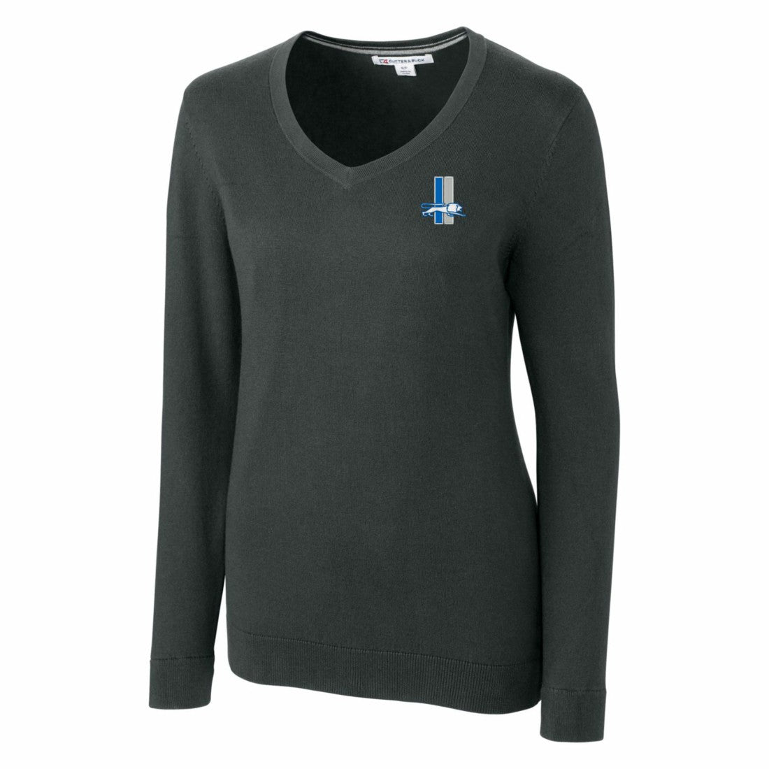 Detroit Lions Cutter & Buck Women's Throwback Logo Lakemont Tri-Blend V-Neck Sweater - Heather Charcoal online