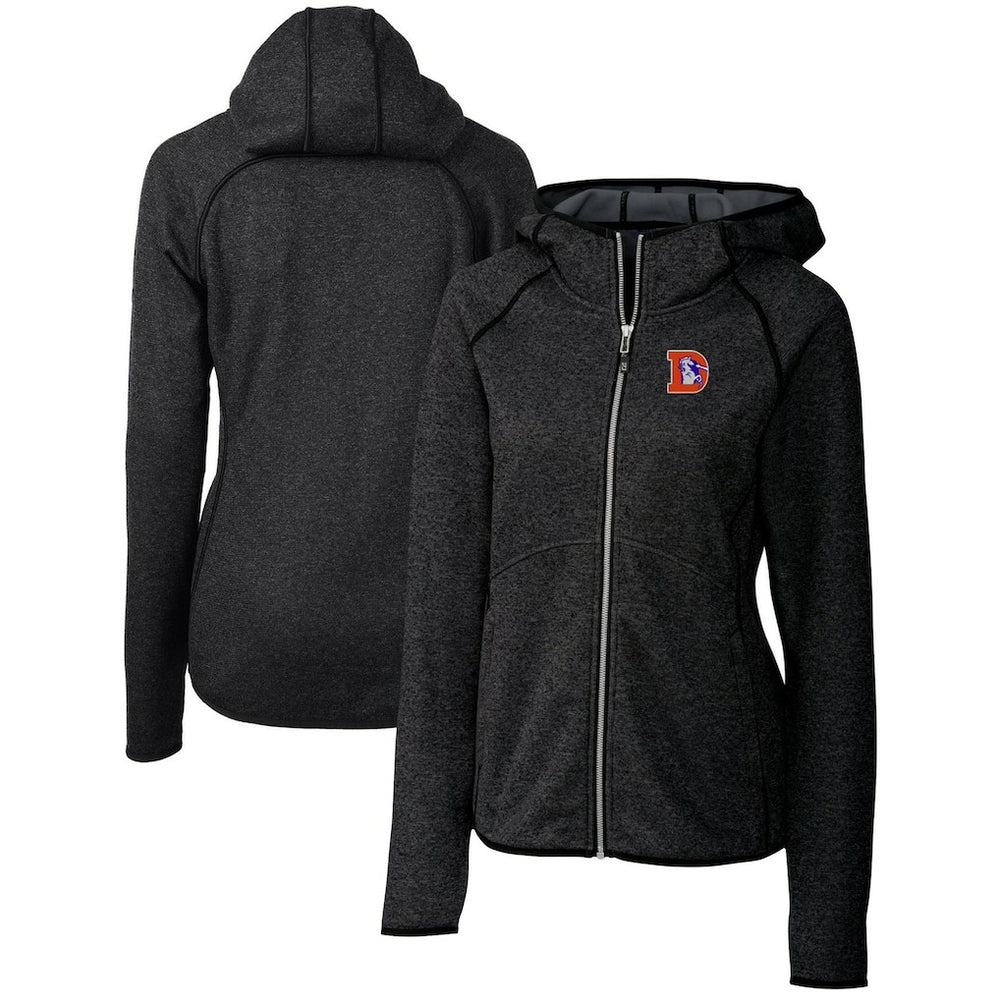 Denver Broncos Cutter & Buck Women's Throwback Logo Mainsail Full-Zip Jacket - Heather Charcoal for sale