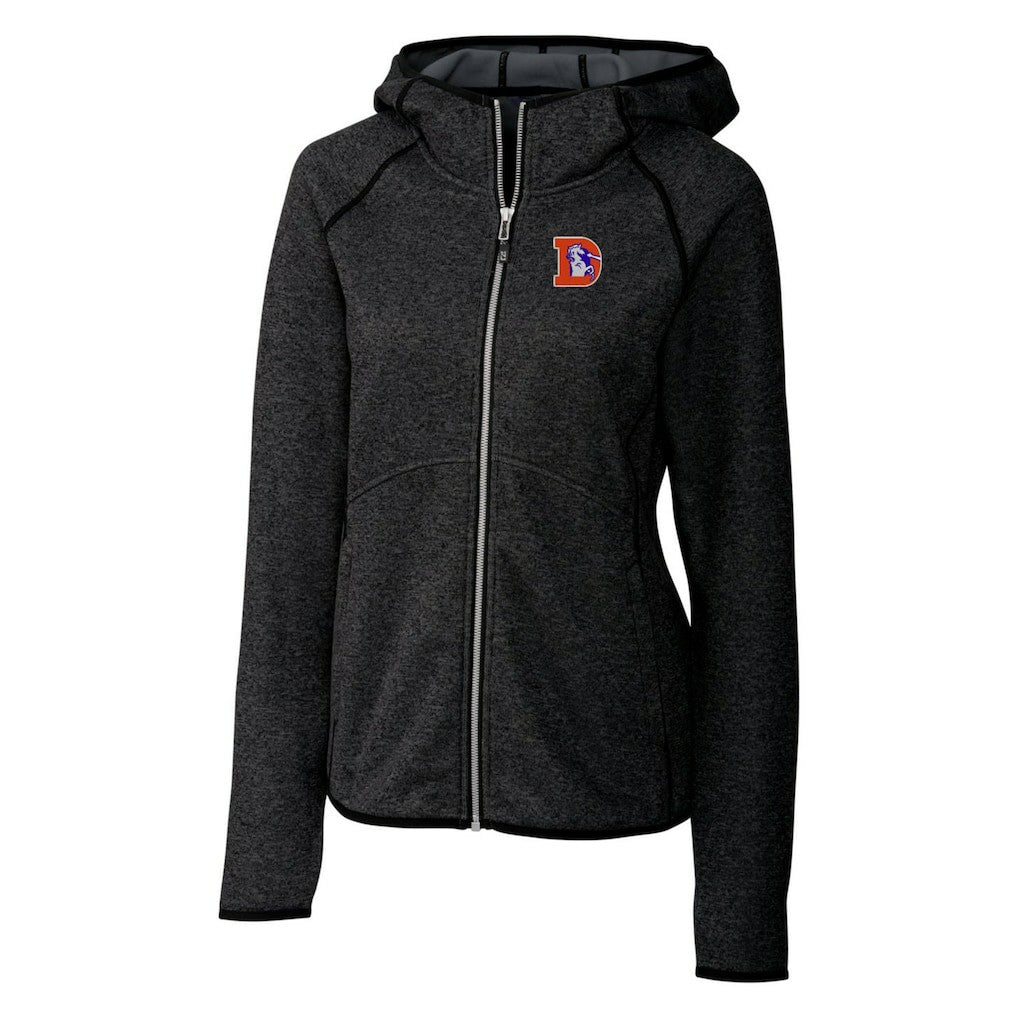 Denver Broncos Cutter & Buck Women's Throwback Logo Mainsail Full-Zip Jacket - Heather Charcoal for sale