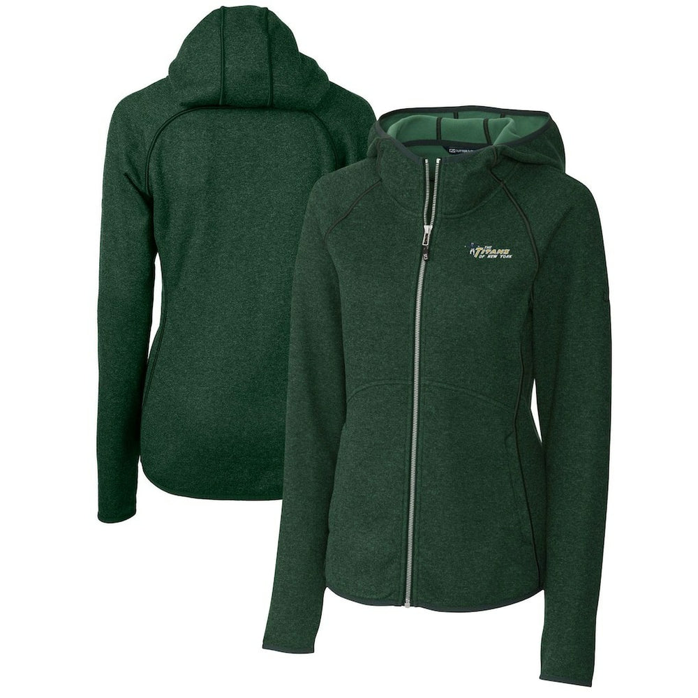 New York Jets Cutter & Buck Women's Throwback Logo Mainsail Full-Zip Jacket - Heather Green outlet