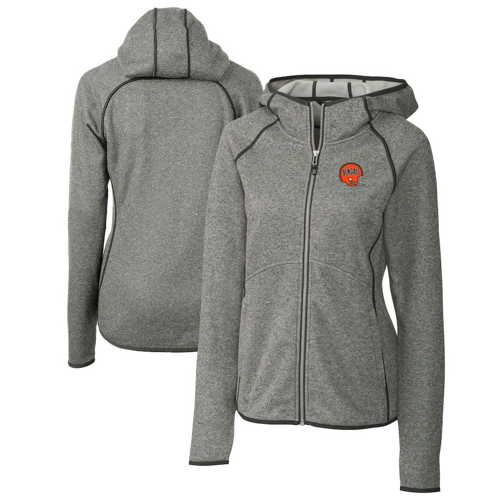 Cincinnati Bengals Cutter & Buck Women's Throwback Logo Mainsail Full-Zip Jacket - Heather Gray cheap
