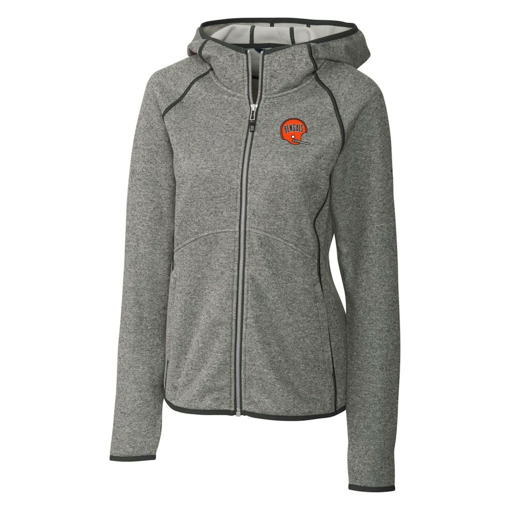 Cincinnati Bengals Cutter & Buck Women's Throwback Logo Mainsail Full-Zip Jacket - Heather Gray cheap