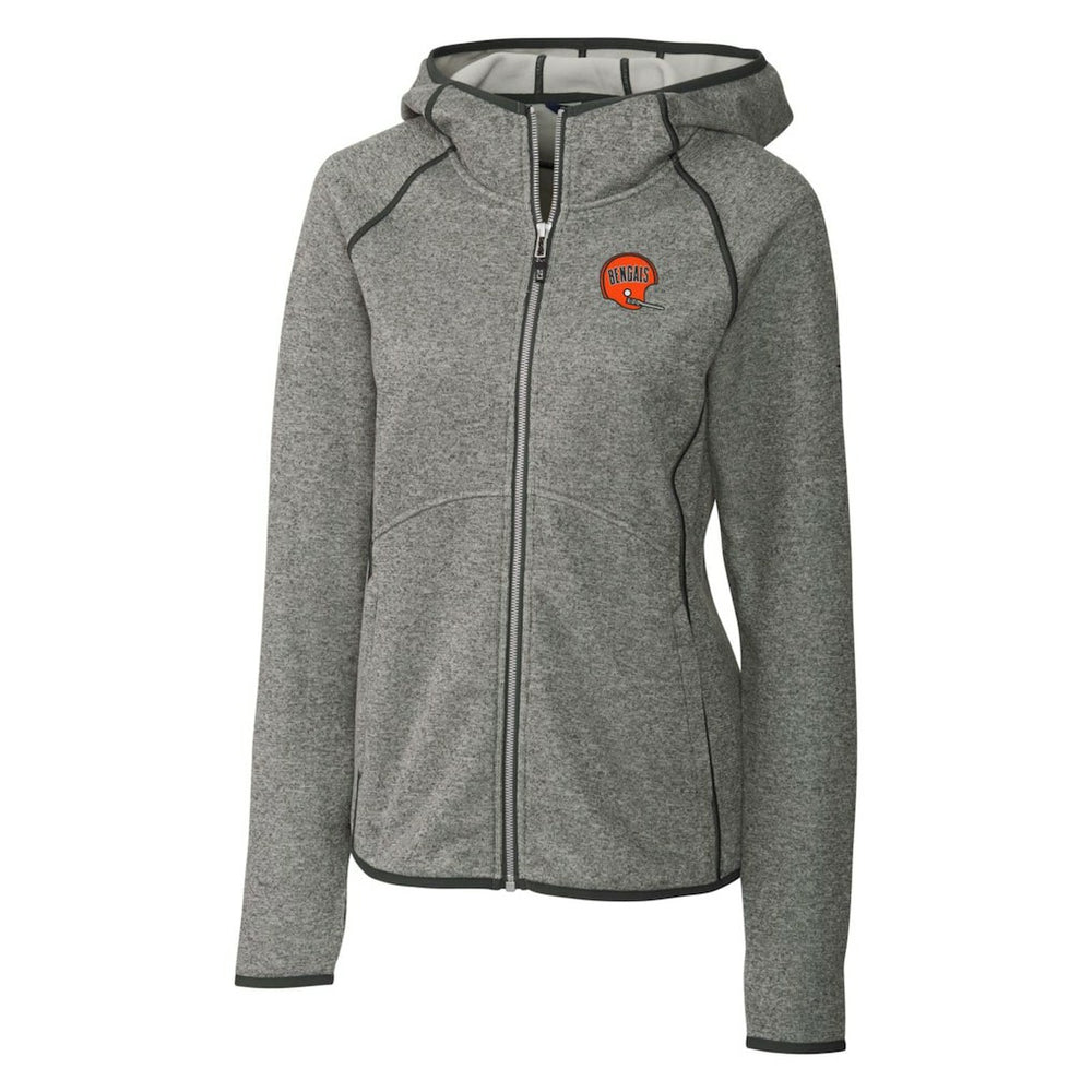 Cincinnati Bengals Cutter & Buck Women's Throwback Logo Mainsail Full-Zip Jacket - Heather Gray cheap