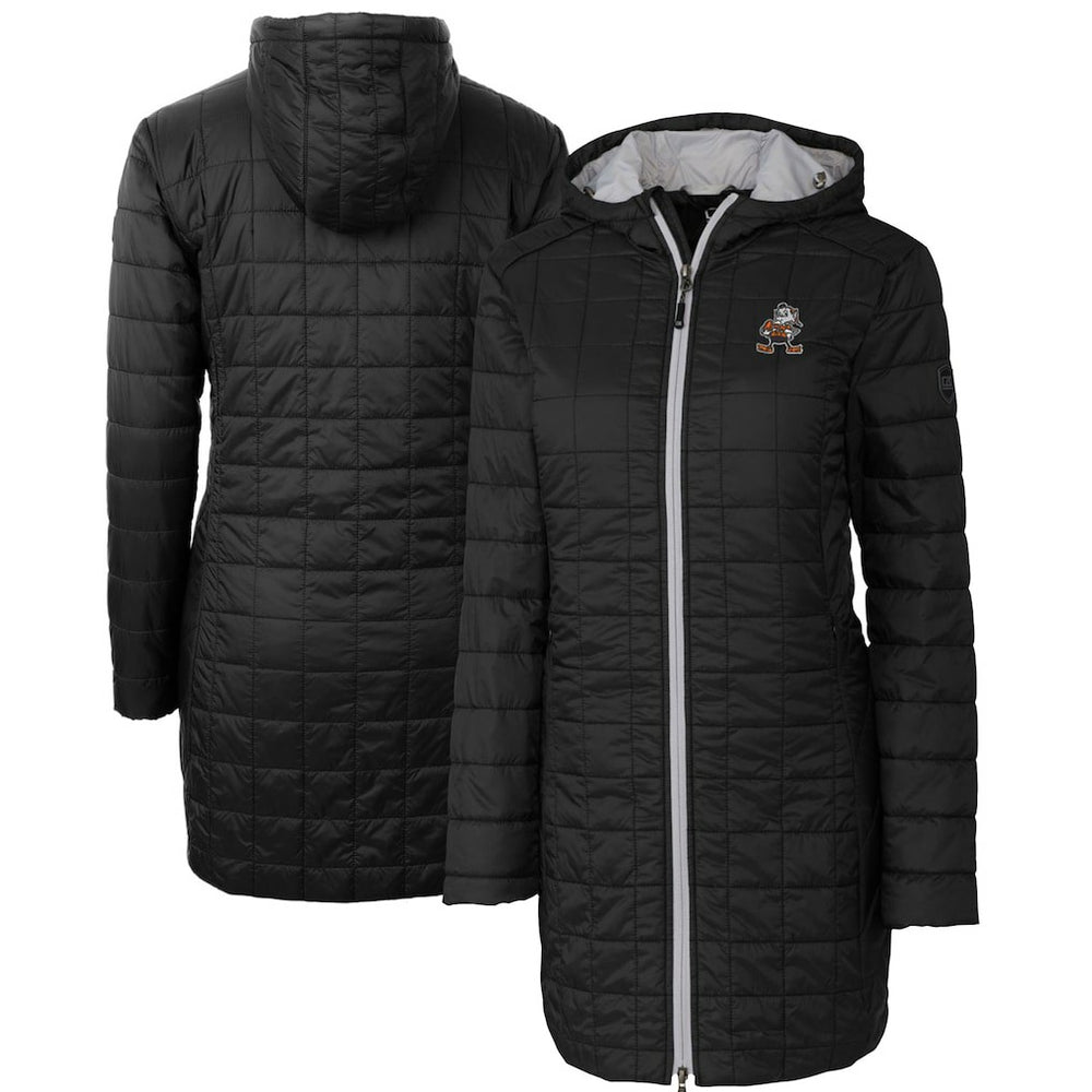 Cleveland Browns Cutter & Buck Women's Throwback Logo Rainier Primaloft Eco Full-Zip Hoodie Long Coat - Black on sale