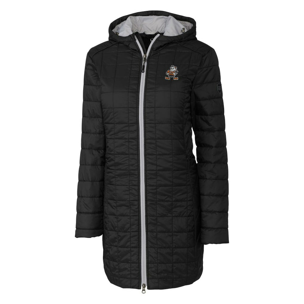 Cleveland Browns Cutter & Buck Women's Throwback Logo Rainier Primaloft Eco Full-Zip Hoodie Long Coat - Black on sale