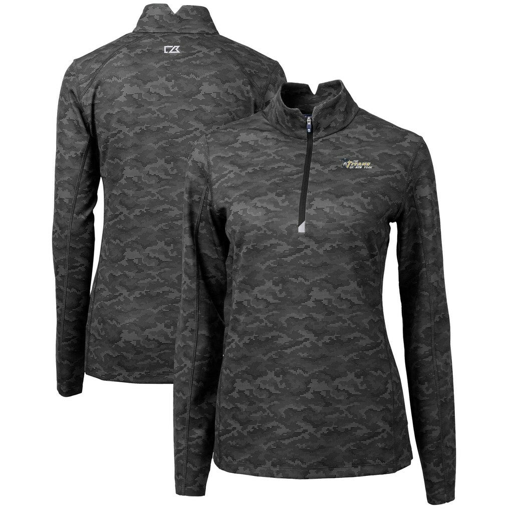 New York Jets Cutter & Buck Women's Throwback Logo Traverse Camo Quarter-Zip Pullover Top - Black online