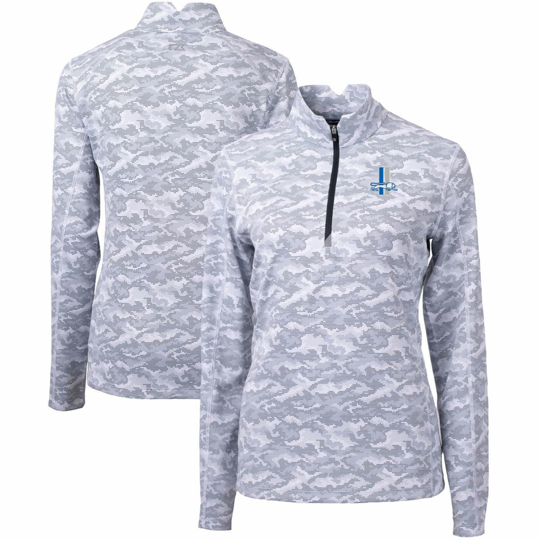 Detroit Lions Cutter & Buck Women's Throwback Logo Traverse Camo Quarter-Zip Pullover Top - Charcoal for sale