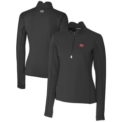 San Francisco 49ers Cutter & Buck Women's Throwback Logo Traverse Stretch Quarter-Zip Pullover Top - Black cheap