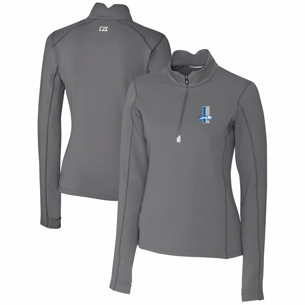 Detroit Lions Cutter & Buck Women's Throwback Logo Traverse Stretch Quarter-Zip Pullover Top - Steel online