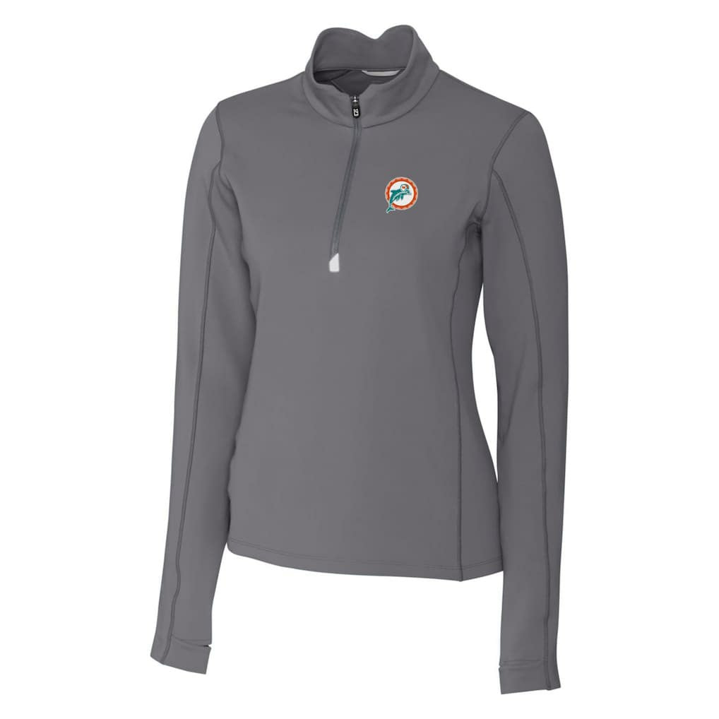 Miami Dolphins Cutter & Buck Women's Throwback Logo Traverse Stretch Quarter-Zip Pullover Top - Steel sale