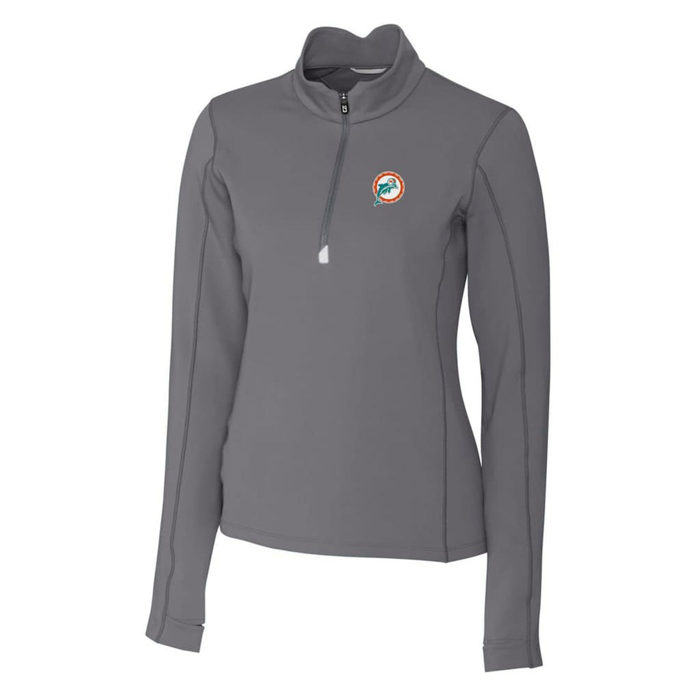 Miami Dolphins Cutter & Buck Women's Throwback Logo Traverse Stretch Quarter-Zip Pullover Top - Steel sale