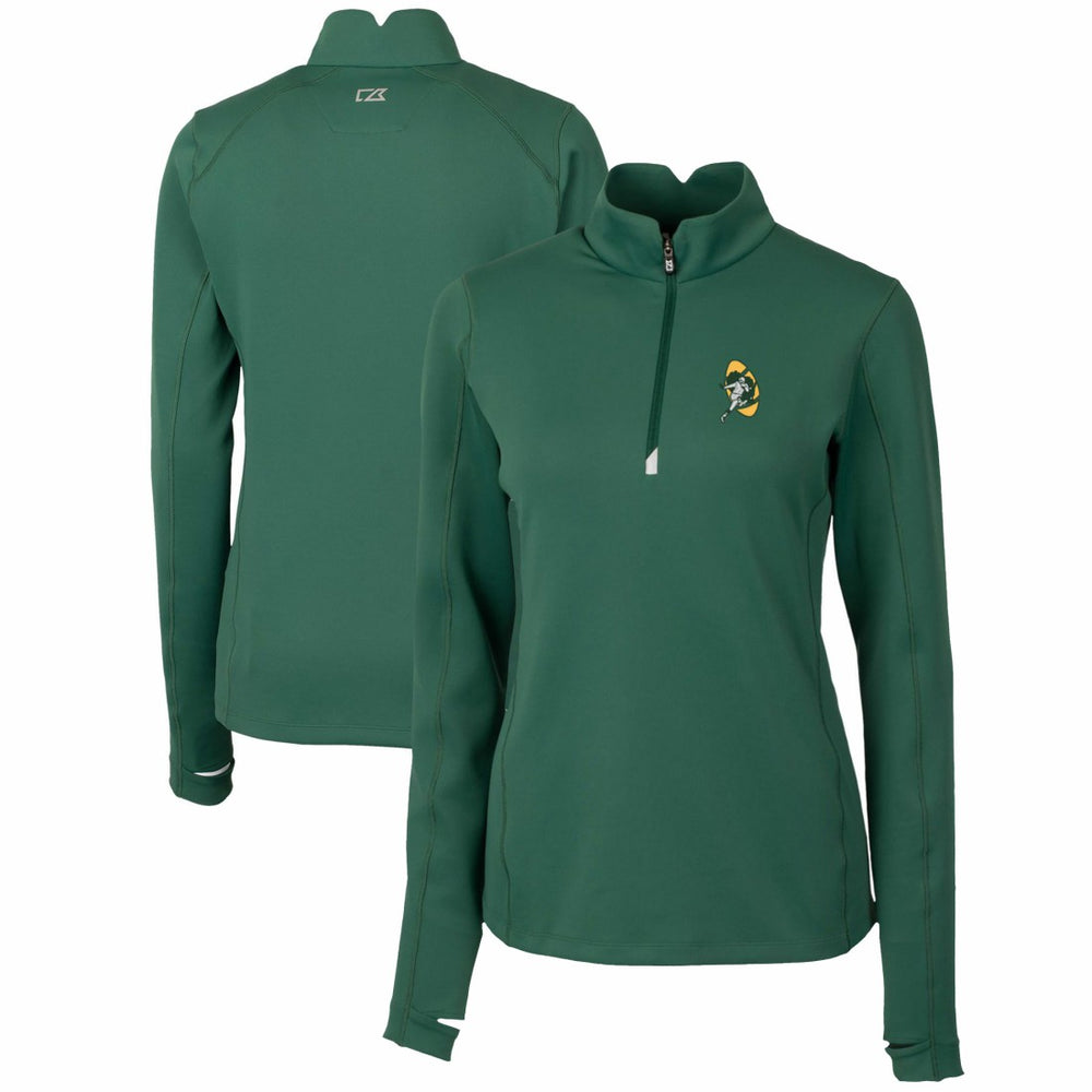 Green Bay Packers Cutter & Buck Women's Throwback Logo Traverse Stretch Quarter-Zip Pullover Top - Green discount