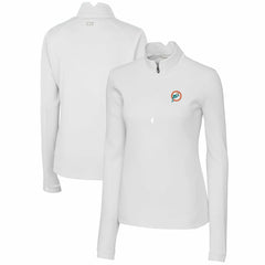 Miami Dolphins Cutter & Buck Women's Throwback Logo Traverse Stretch Quarter-Zip Pullover Top - White cheap