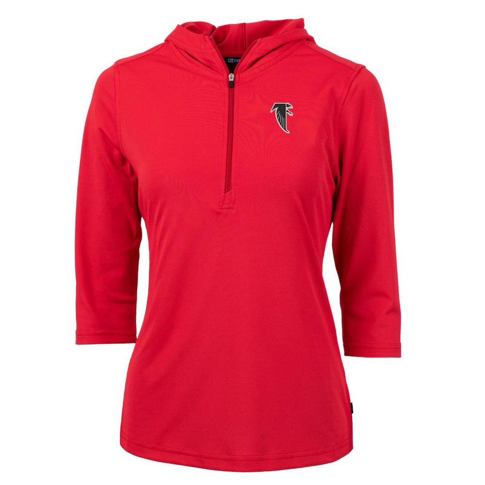 Atlanta Falcons Cutter & Buck Women's Throwback Logo Virtue Eco Pique 3/4 Sleeve Half-Zip Pullover Hoodie - Red online