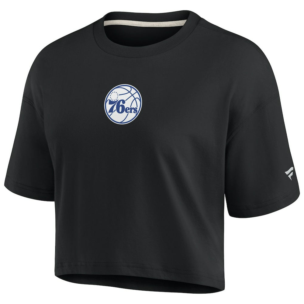 Philadelphia 76ers Women's Elements Super Soft Boxy Cropped T-Shirt - Black | Fanatics on sale