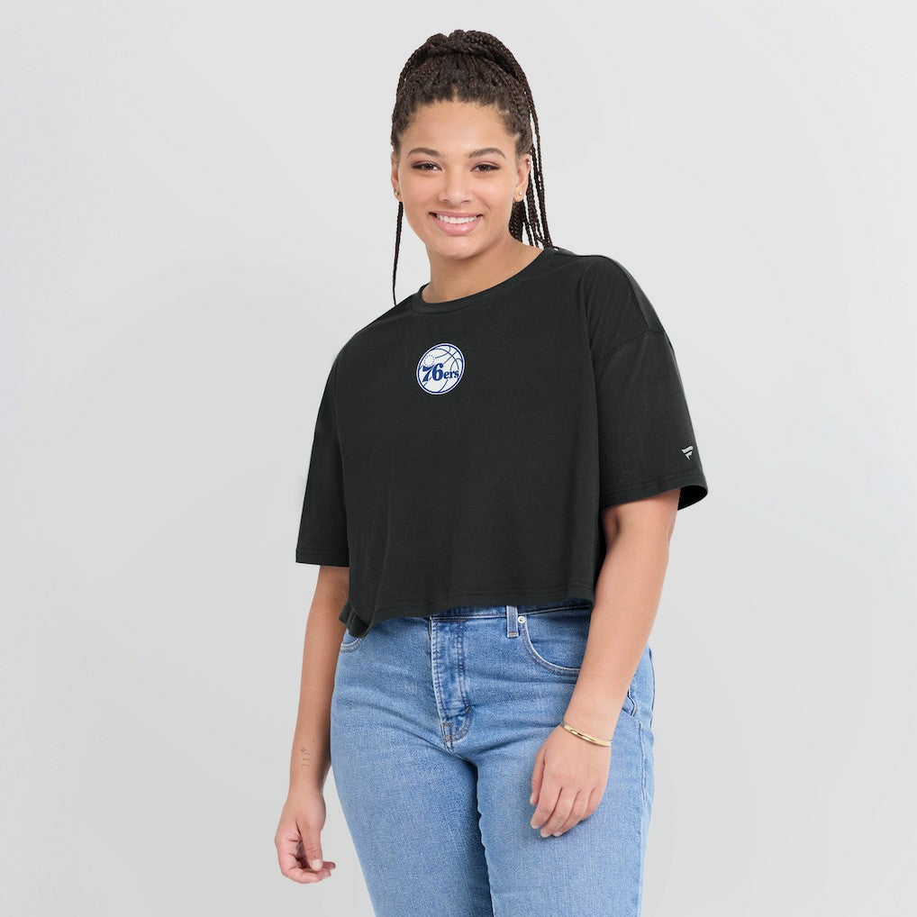 Philadelphia 76ers Women's Elements Super Soft Boxy Cropped T-Shirt - Black | Fanatics on sale