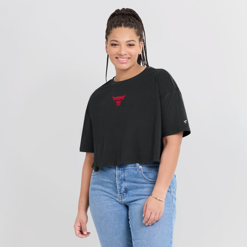 Chicago Bulls Women's Elements Super Soft Boxy Cropped T-Shirt sale - Black | Fanatics for sale