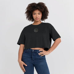 Golden State Warriors Women's Elements Super Soft Boxy Cropped T-Shirt sale - Black | Fanatics outlet