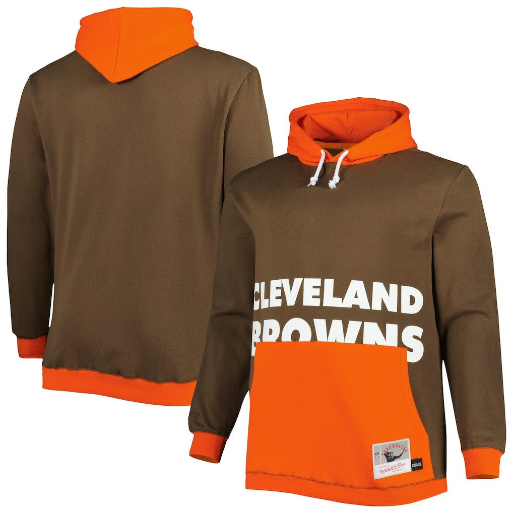 Cleveland Browns Big & Tall Big Face Pullover Hoodie - Brown/Orange for sale