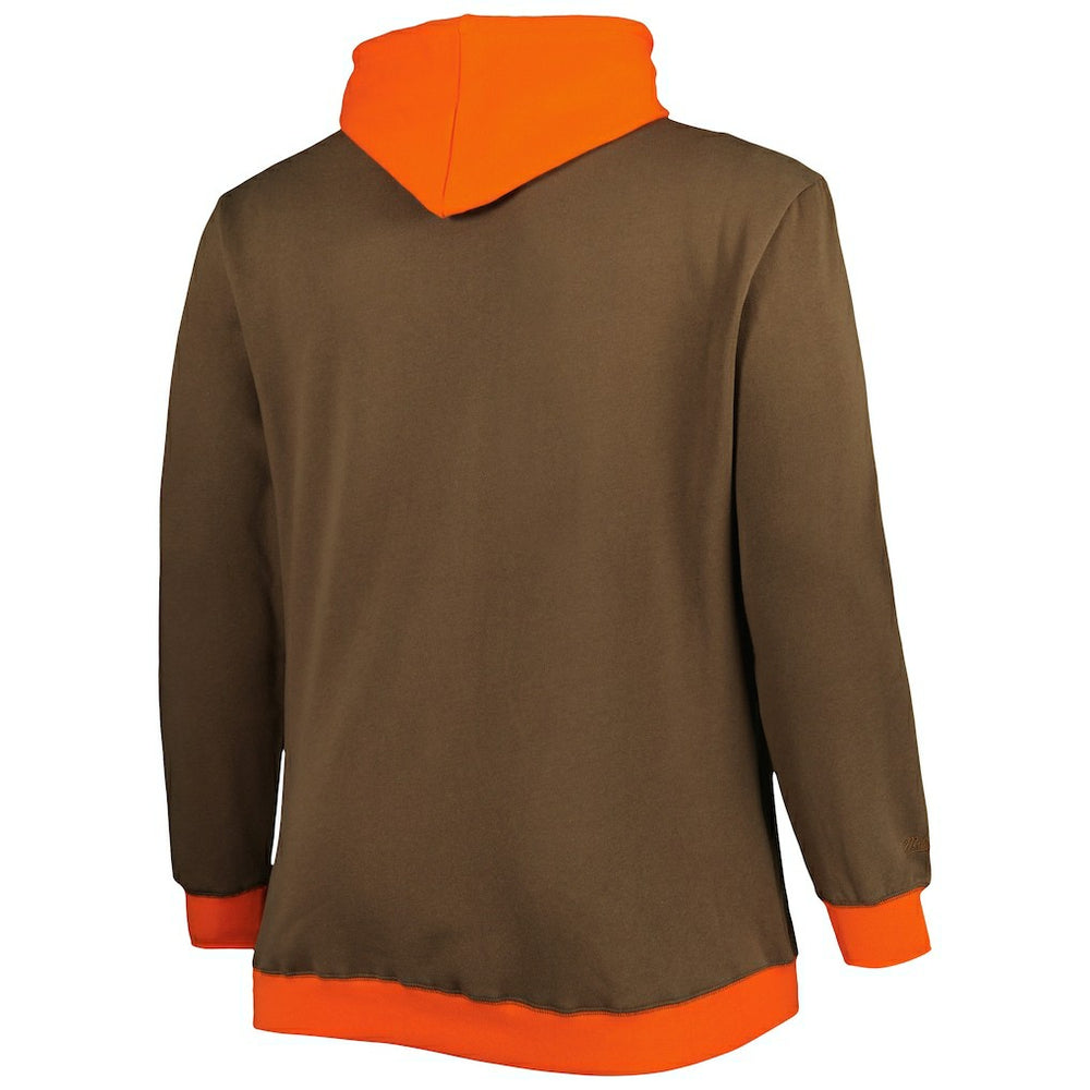 Cleveland Browns Big & Tall Big Face Pullover Hoodie - Brown/Orange for sale