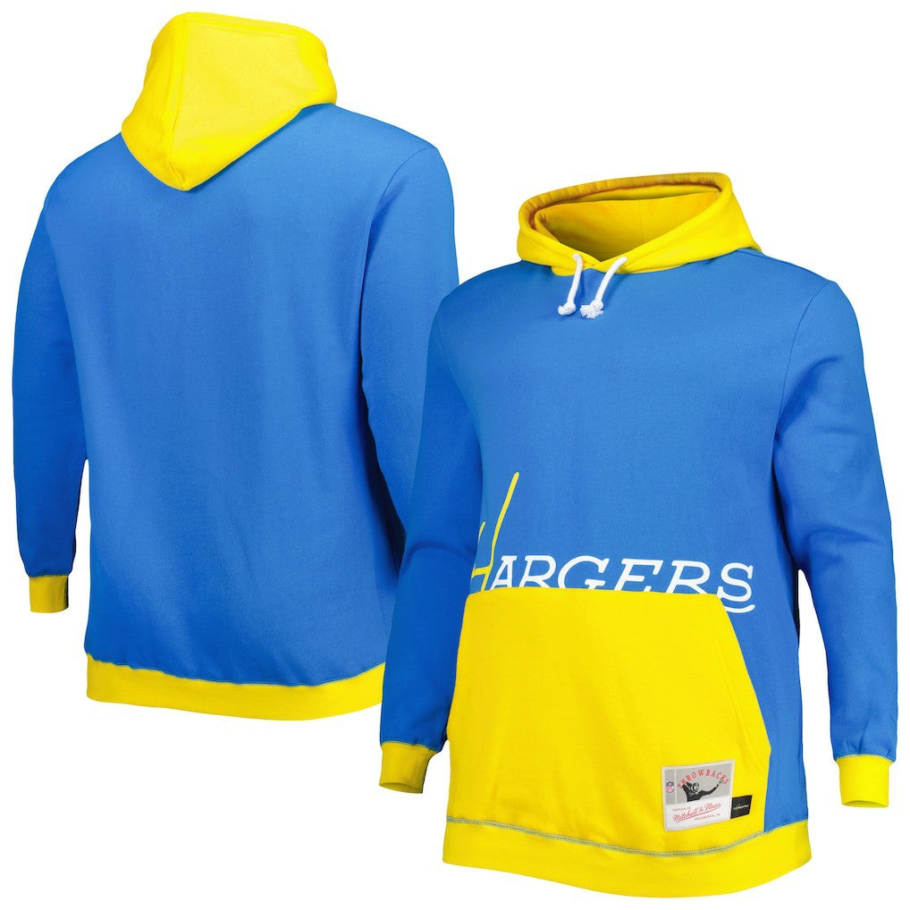 Los Angeles Chargers Big & Tall Big Face Pullover Hoodie - Powder Blue/Gold for sale