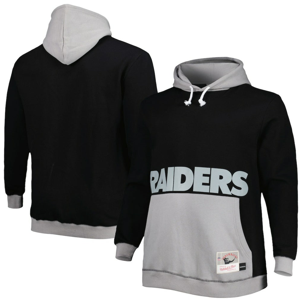 Las Vegas Raiders Big & Tall Big Face Pullover Hoodie - Black/Silver on sale