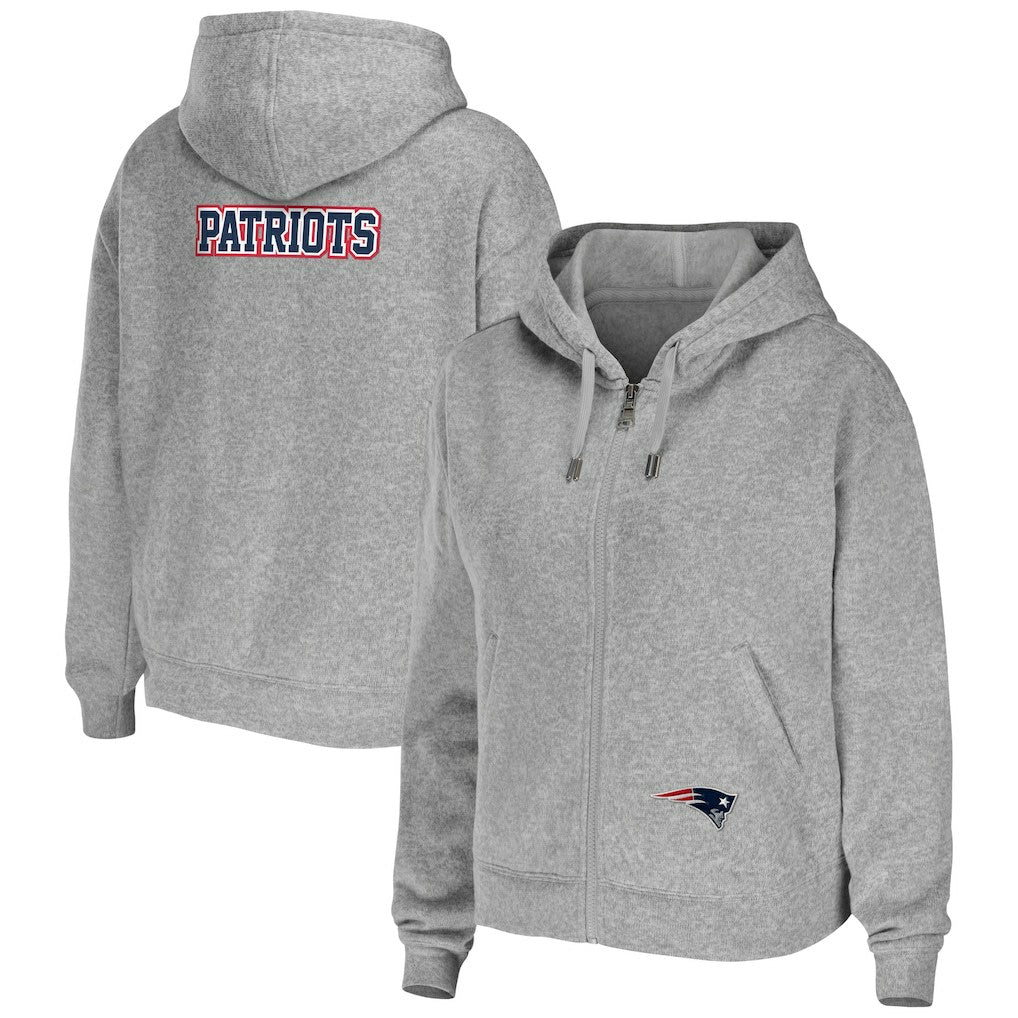 New England Patriots WEAR by Erin Andrews Women's Team Full-Zip Hoodie - Heathered Gray sale