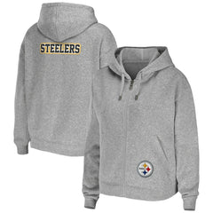 Pittsburgh Steelers WEAR by Erin Andrews Women's Team Full-Zip Hoodie - Heathered Gray on sale