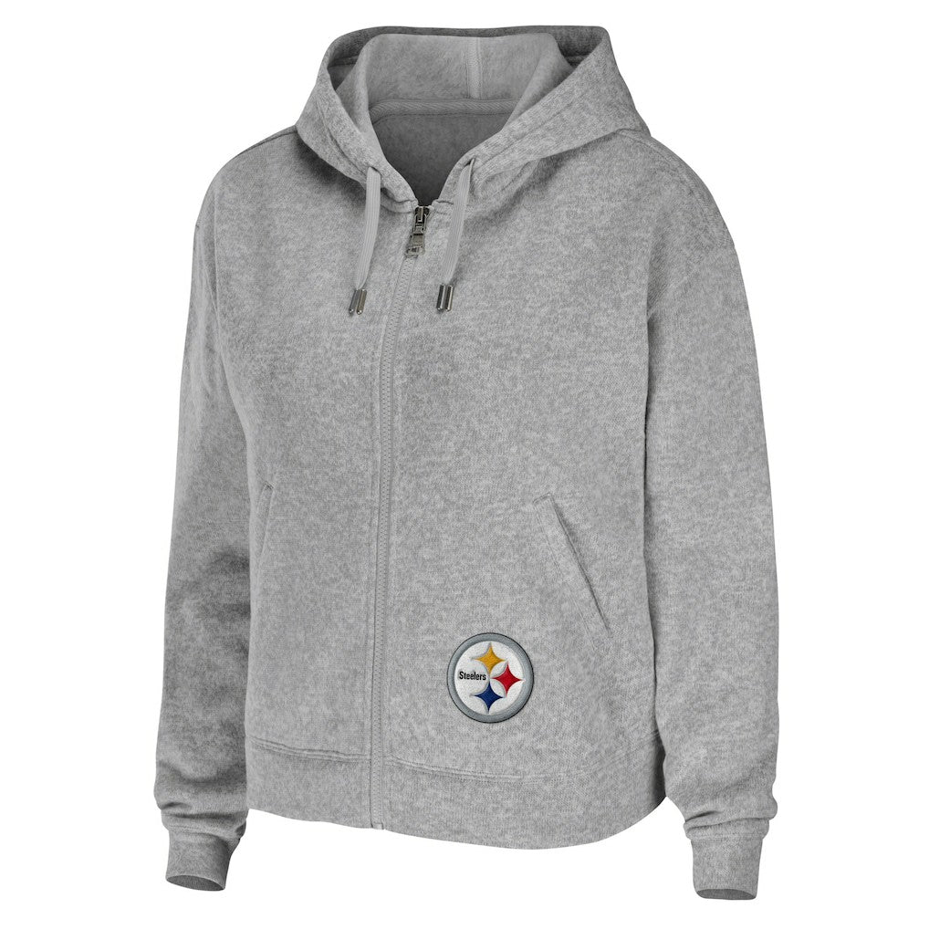 Pittsburgh Steelers WEAR by Erin Andrews Women's Team Full-Zip Hoodie - Heathered Gray on sale