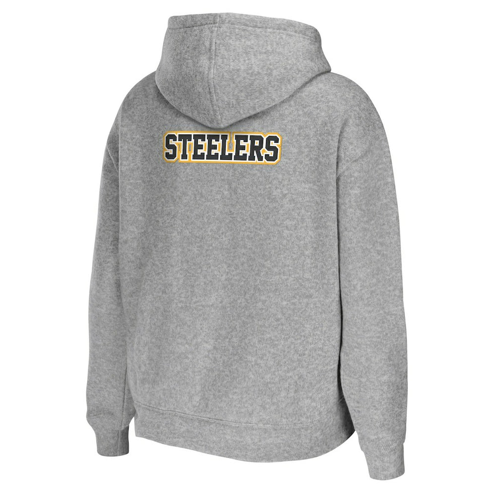 Pittsburgh Steelers WEAR by Erin Andrews Women's Team Full-Zip Hoodie - Heathered Gray on sale