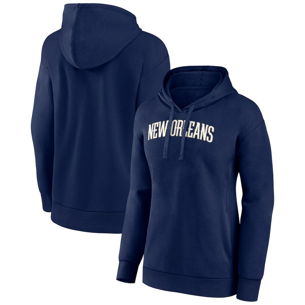 New Orleans Pelicans Women's Wordmark Alt Pullover Hoodie - Navy sale