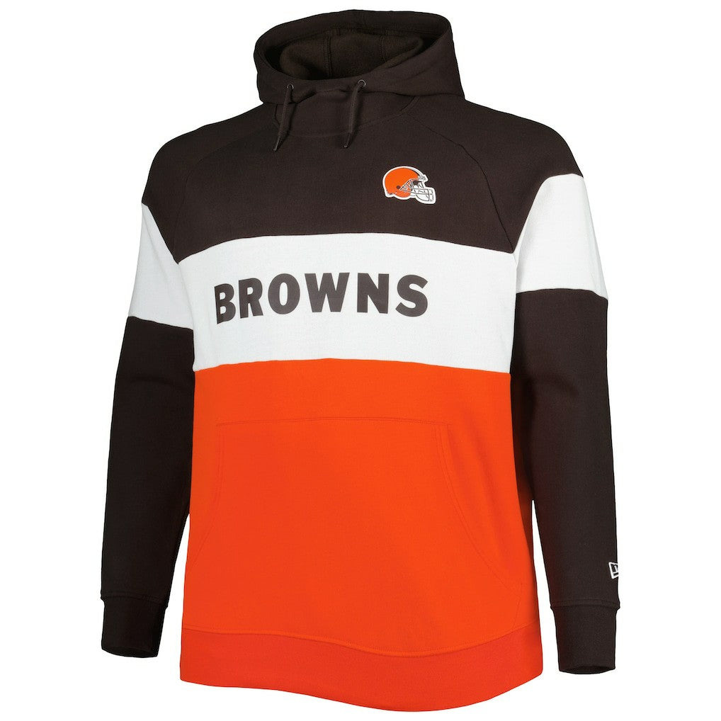 Cleveland Browns New Era Big & Tall Current Colorblock Raglan Fleece Pullover Hoodie - Orange/Brown online