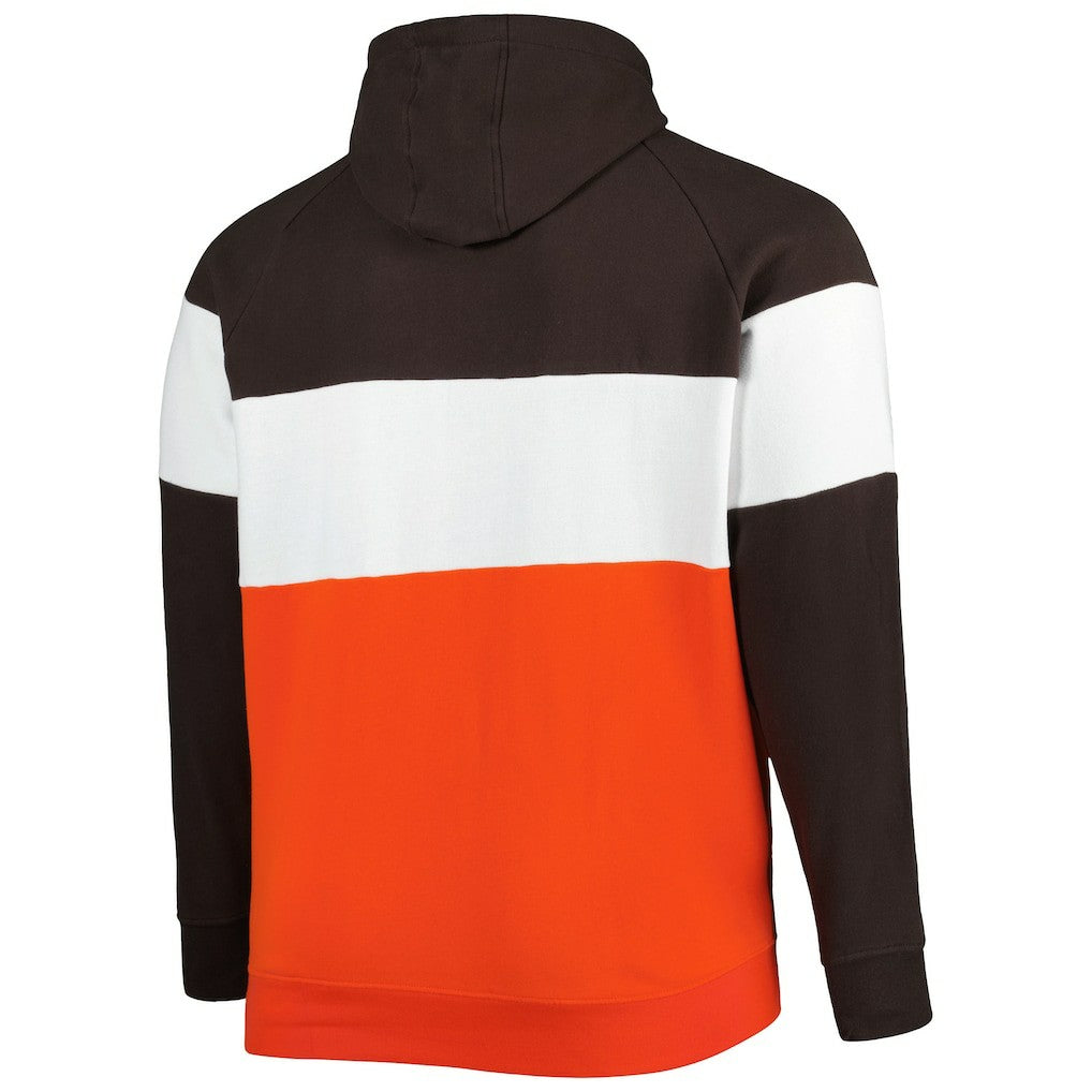 Cleveland Browns New Era Big & Tall Current Colorblock Raglan Fleece Pullover Hoodie - Orange/Brown online