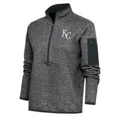 Kansas City Royals Antigua Women's Logo Fortune Quarter-Zip Pullover Jacket - Heather Charcoal