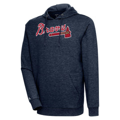 Atlanta Braves Antigua Action Pullover Hoodie - Heather Navy