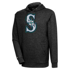 Seattle Mariners Antigua Action Pullover Hoodie - Heather Black