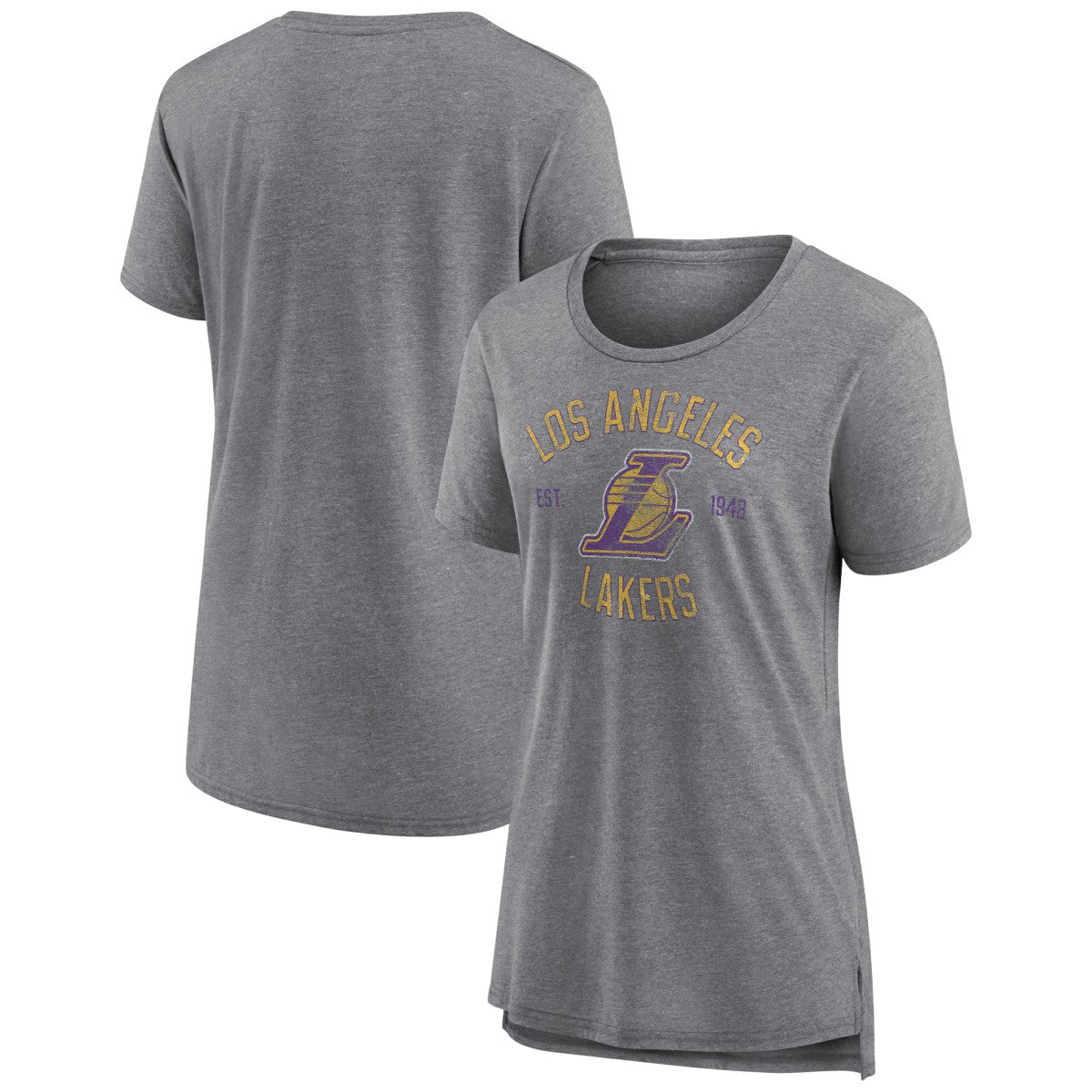 Los Angeles Lakers Women's Heritage Tri-Blend T-Shirt - Heather Gray sale