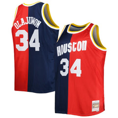 Hakeem Olajuwon Houston Rockets Big & Tall Hardwood Classics 1993/94 Split Swingman Jersey - Navy/Red | Mitchell & Ness shop