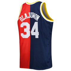 Hakeem Olajuwon Houston Rockets Big & Tall Hardwood Classics 1993/94 Split Swingman Jersey - Navy/Red | Mitchell & Ness shop