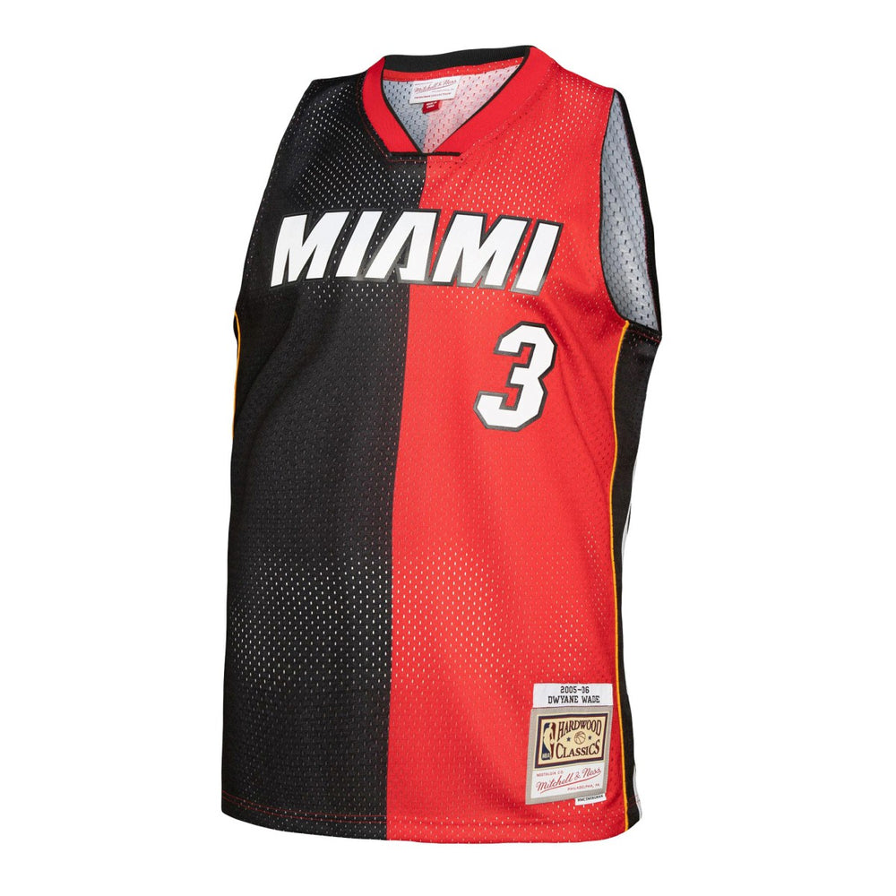 Dwyane Wade Miami Heat Big & Tall Hardwood Classics 2005/06 Split Swingman Jersey - Black/Red | Mitchell & Ness online
