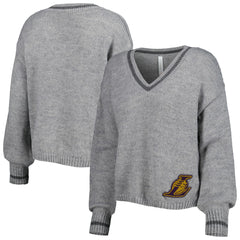 Los Angeles Lakers Lusso Women's Scarletts Lantern Sleeve Tri-Blend V-Neck Pullover Sweater - Gray shop